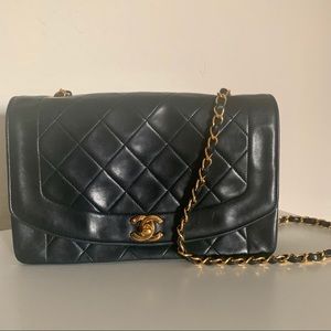 Vintage Black Chanel Lambskin Diana 2.55 Flap
